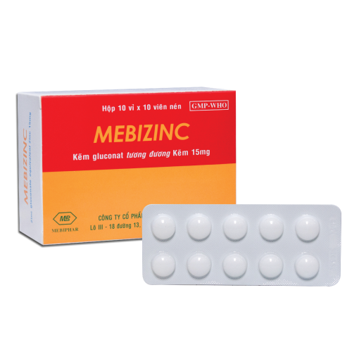 Mebizinc Kẽm 15mg Mebiphar (Hộp 100 viên)